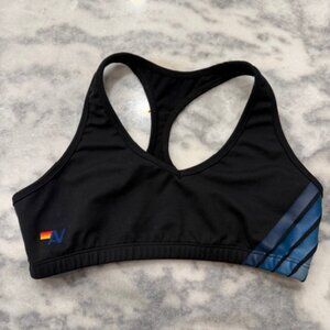 Aviator Nation Women's 5 Stripe Sports Bra Black Size Small